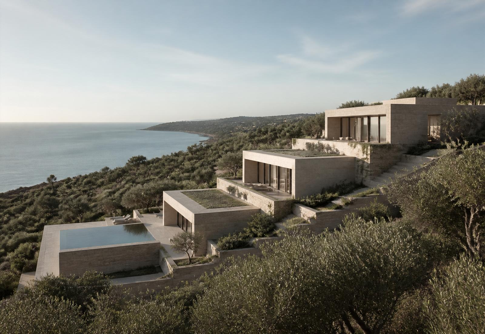 The three Cambelas villas stepped along the Atlantic slope.