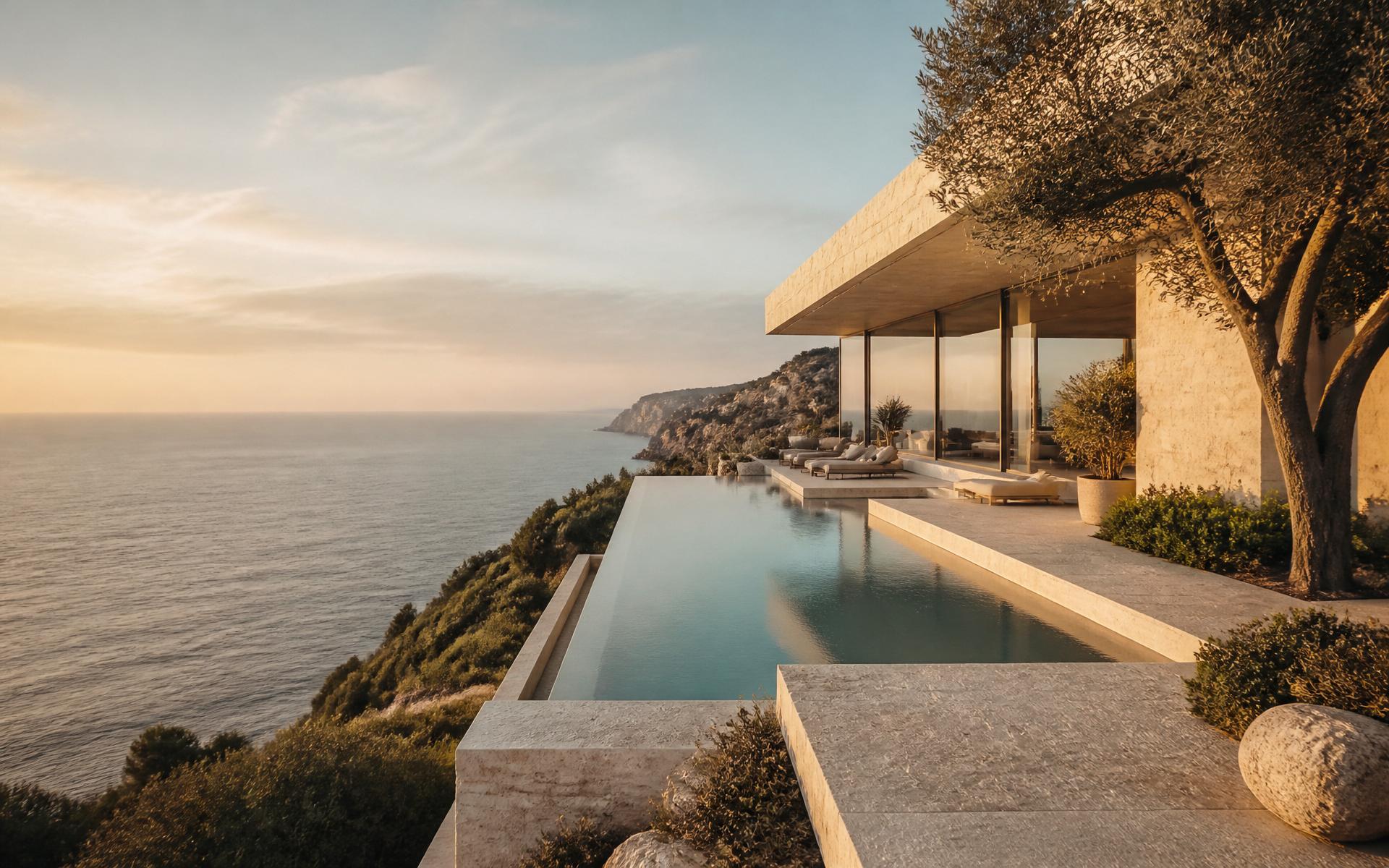 Cambelas Ocean Villas at golden hour, overlooking the Atlantic.